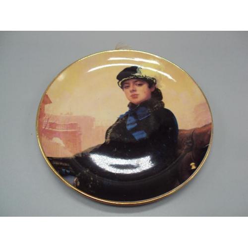 Настенная тарелка незнакомка фарфор Вербилки крамской неизвестная тираж 2000 размер 2,1х19,4 см №360