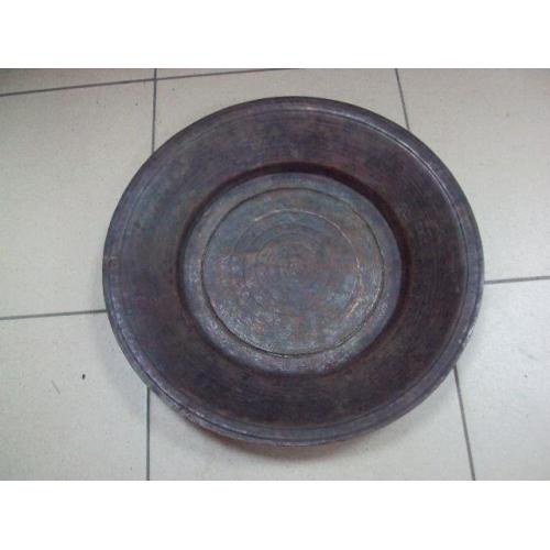 Поднос круглый тарелка медь высота 5,5 см, диаметр 36,5 см (№1261)
