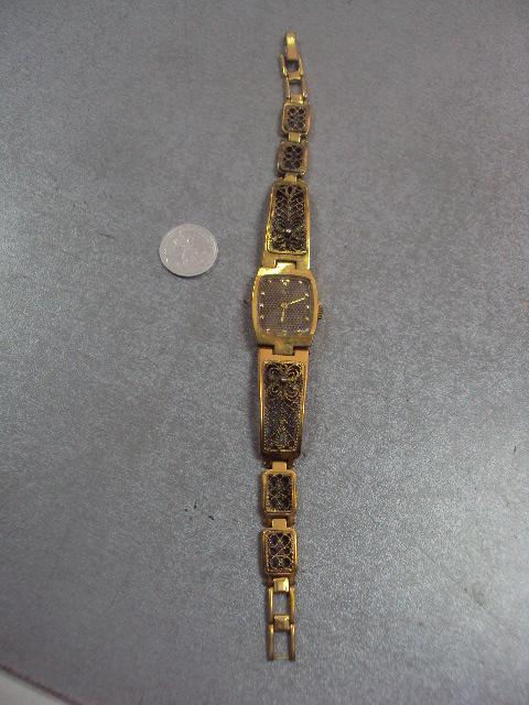 женские часы наручные луч с ремешком филигрань позолота №404