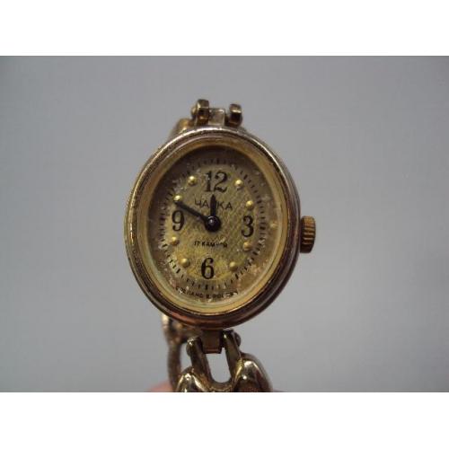 Женские наручные часы Чайка 17 камней россия овальные с браслетом не на ходу 18,7 см №14667