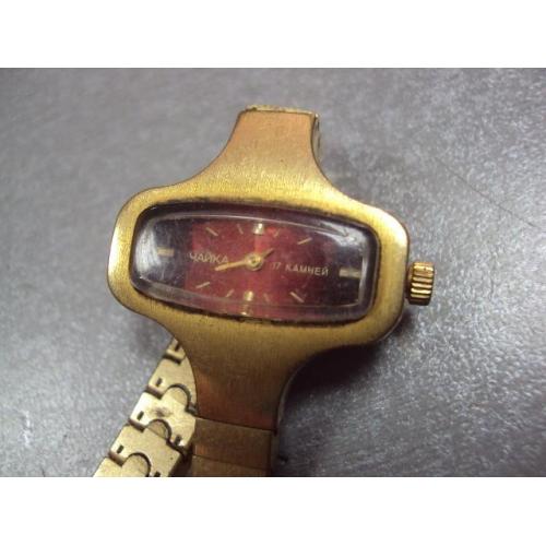 Женские наручные часы Чайка 17 камней ссср телевизор позолота Ау с браслетом №10895