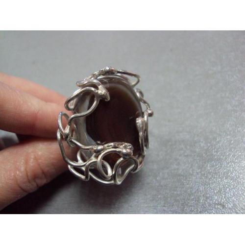 Женское авторское кольцо агат серебро 925 проба Украина вес 22,39 г размер 18 №13594