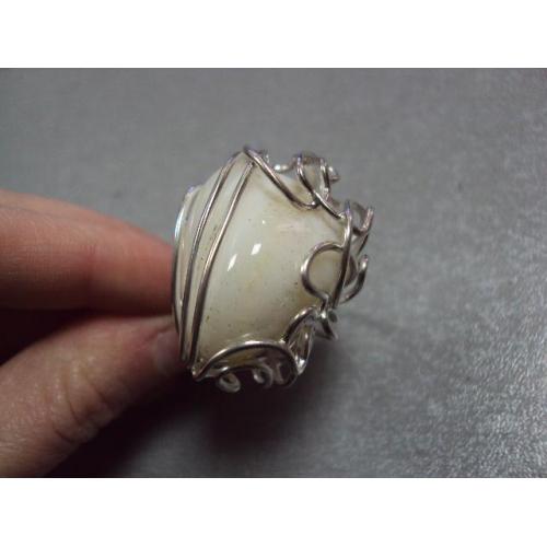 Женское авторское кольцо белый агат серебро 925 проба Украина вес 25,69 г размер 23,5 №13591
