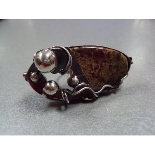 Женское авторское кольцо овальное яшма овал серебро 925 проба Украина вес 22,06 г размер 18 №13108