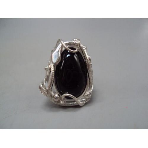 Женское кольцо камень агат узор змея и листья авторская работа серебро вес 9,86 г размер 18 №14764