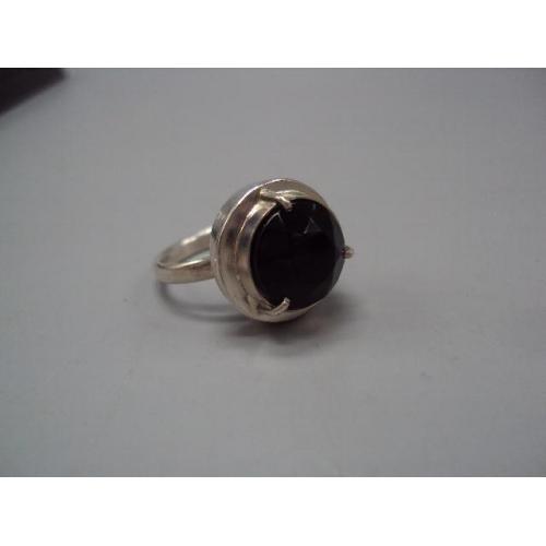 Женское кольцо круглое черная вставка граненая серебро 925 проба Украина вес 9,58 г размер 18 №15954