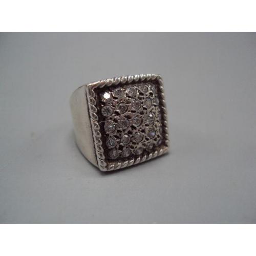Женское кольцо перстень квадрат белые вставки серебро 925 проба вес 8,58 г 16,5 размер №15583