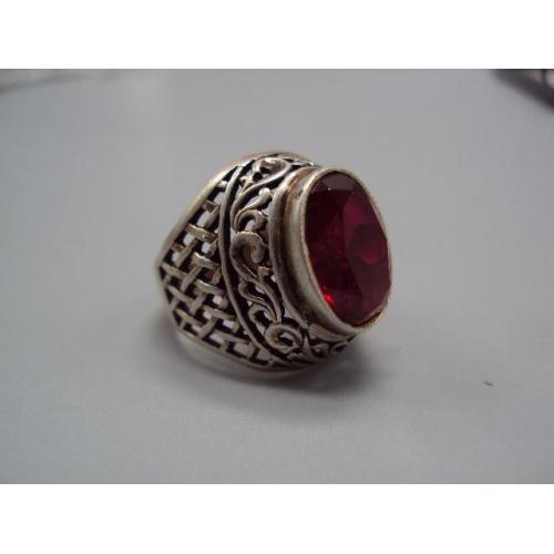 Женское кольцо с красным камнем серебро 875 проба ссср звездочка 4ХЮ вес 7,44 г 17,5 размер №14365