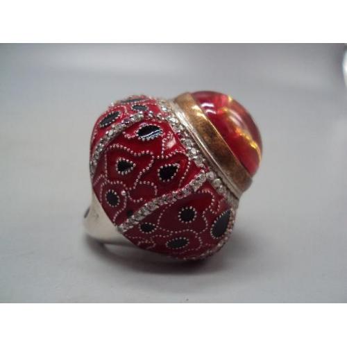 Женское кольцо султан перстень крест распятие эмаль серебро вес 29,28 г размер 18,5 №15177