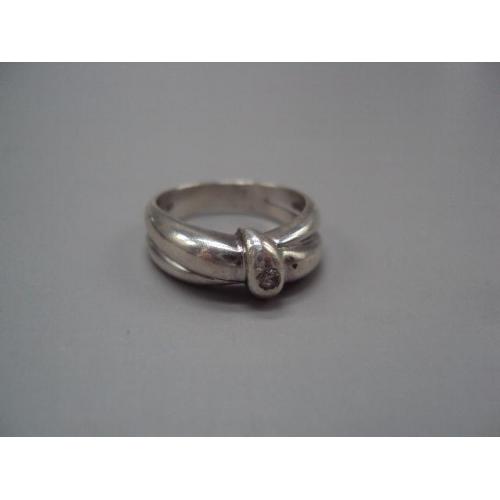 Женское кольцо узел белая вставка узелок бантик серебро 925 проба вес 5,17 г 18 размер №15581