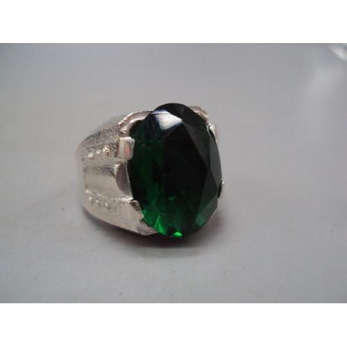 Женское кольцо зеленая вставка стекло авторская работа серебро Украина вес 11,99 г размер 18 №14766