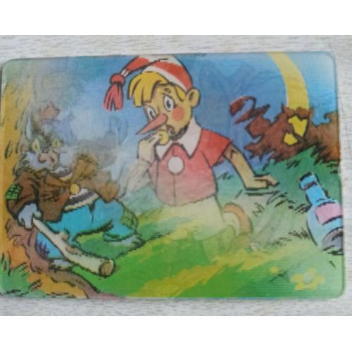 Календарик Приключения Буратино 1987, переливающийся  