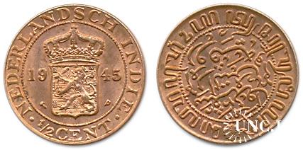 1/2 цента Ø17,0 мм. Bronze, 2,30 г.