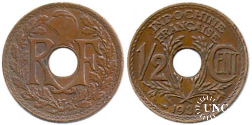 1/2 цента Ø21,0 мм. Bronze, 3,9 г.