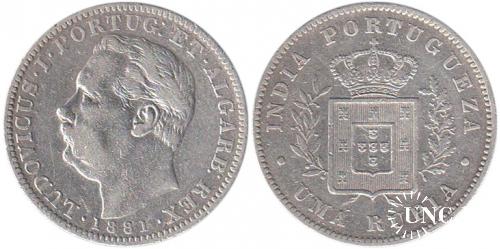 1 рупия Ø30,5 мм. Ag-900, 11,66 г.