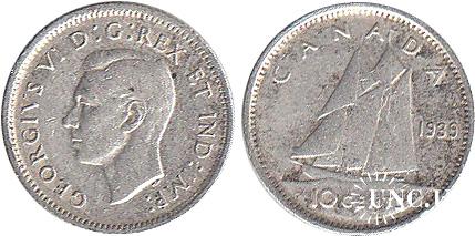 10 центів Ø18,0 мм. Ag-800, 2,33 г.
