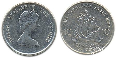 10 центів Ø18,1 мм. Cu-Ni, 2,6 г.
