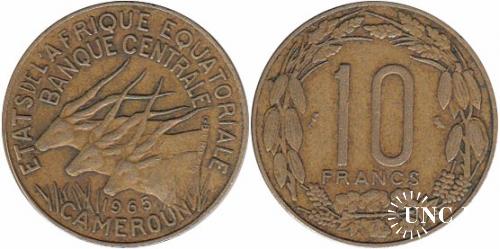 10 франків Ø22,0 мм. Al-Bronze