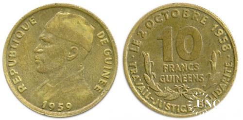 10 франків Ø24,0 мм. Al-Bronze, 4,0 г.