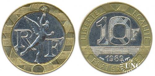 10 франков Ø23,0 мм. Bi-metalic, 6,50 г.