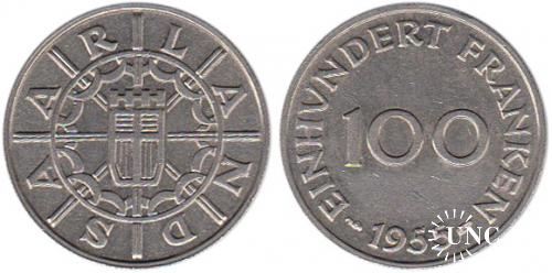 100 франков Ø24,0 мм. Cu-Ni, 6,0 г.