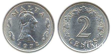2 цента Ø17,3 мм. Cu-Zn, 2,25 г.