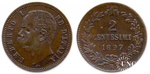 2 чентезімо Ø20,0 мм. Bronze, 2,00 г.