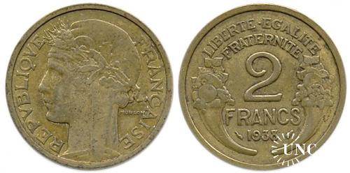 2 франка Ø27,0 мм. Al-Bronze, 8,00 г.