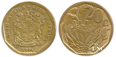 20 центів Ø19,0 мм. Fe(Brass), 3,50 г.