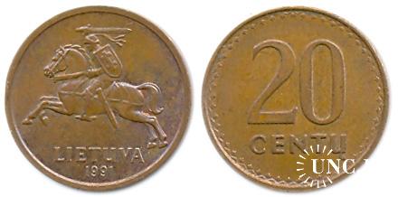 20 центов Ø17,38 мм. Bronze, 1,87 г.