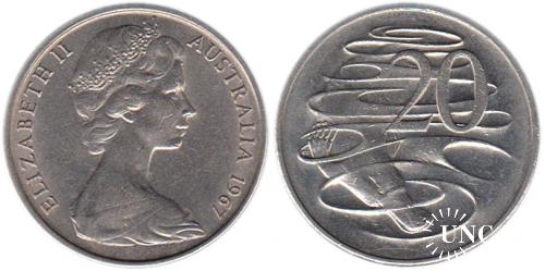 20 центов Ø28,5 мм. Cu-Ni, 11,30 г.