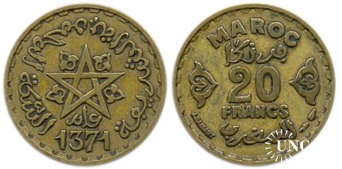 20 франків Ø23,8 мм. Al-Bronze, 4,0 г.