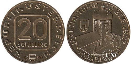 20 шилінгів Ø28,3 мм. Al-Bronze, 8,00 г.