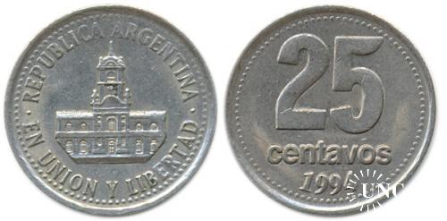 25 сентаво Ø24,0 мм. Cu-Ni, 6,20 г.