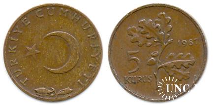 5 куруш Ø21,0 мм. Bronze, 2,50 - 1,36 г.