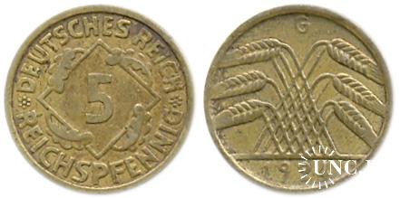 5 рейхспфенніг Ø18,0 мм. Al-Bronze, 2,50 г.