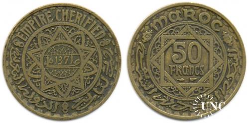 50 франків Ø27,0 мм. Al-Bronze, 7,80 г.