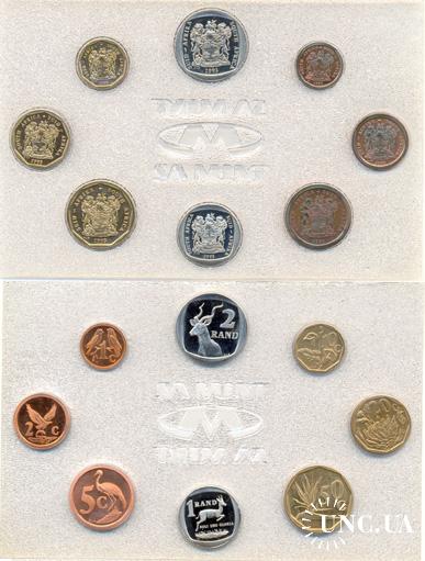 Набір монет: 2, 1 ранд, 50, 20, 10, 5, 2, 1 цент