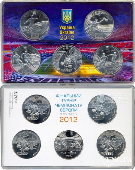Набір монет: 5 гривень. Евро 2012 (5 монет).