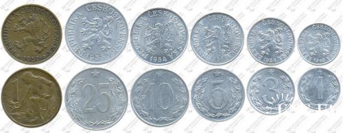 Підборка монет: 1 крона, 25, 10, 5, 3, 1 галер