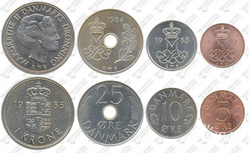 Підборка монет: 1 крона, 25, 10, 5 эре