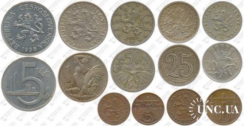 Підборка монет: 1 крона, 50, 25, 20, 10, 5 галеров