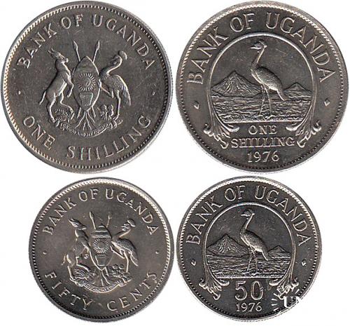 Підборка монет: 1 шилінг, 50 центів Fe(Ni)