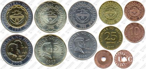 Підборка монет: 10, 5, 1 песо, 25, 10, 5 сентаво