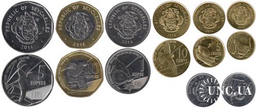 Підборка монет: 10, 5, 1 рупія, 25, 10, 5, 1 цент