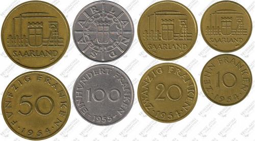 Підборка монет: 100, 50, 20, 10 франков