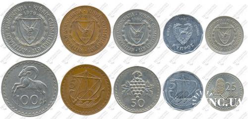 Підборка монет: 100, 50, 25, 5(Cu), 5(Al) милс