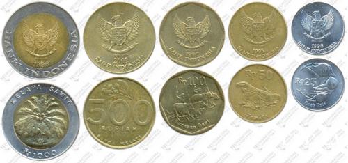 Підборка монет: 1000, 500, 100, 50, 25 рупий