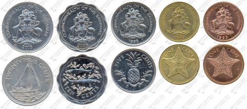Підборка монет: 25, 10, 5, 1 и 1 цент