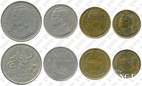 Підборка монет: 5, 1 бат, 50, 25 сатанг